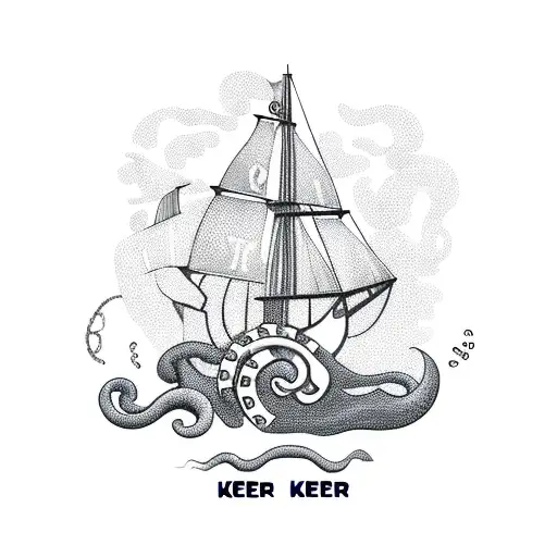 Kraken With Boats In Bottles