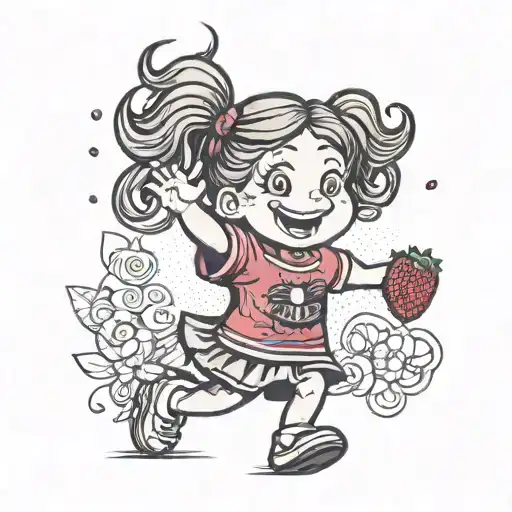 Happy Little Girl Wearing Barcelona Shirt Strawberry