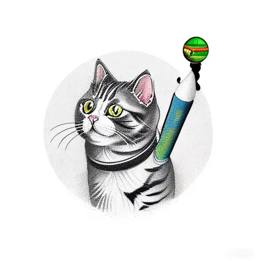 Cat With A Carioca Pen And A Grafiti Can In The Back As A Rocket