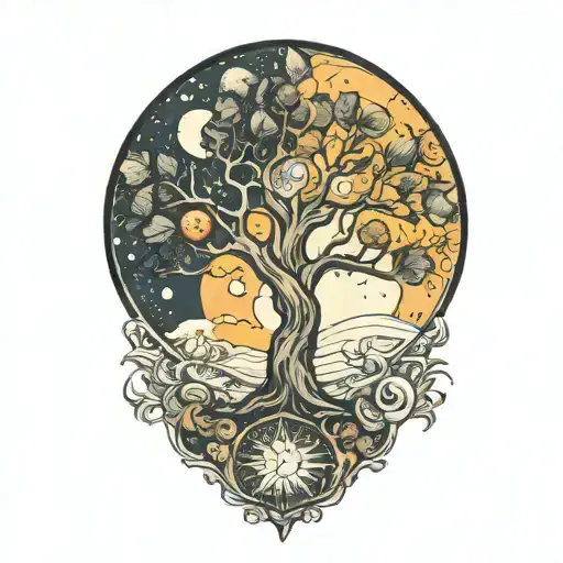 Tree Of Life And Sun And Moon
