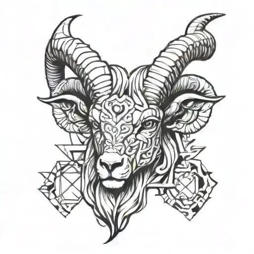 Aries In Half Realistic And Half Geometric Style