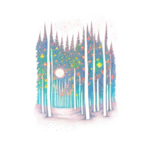 Night Forest With Milkyway In The Dark Sky