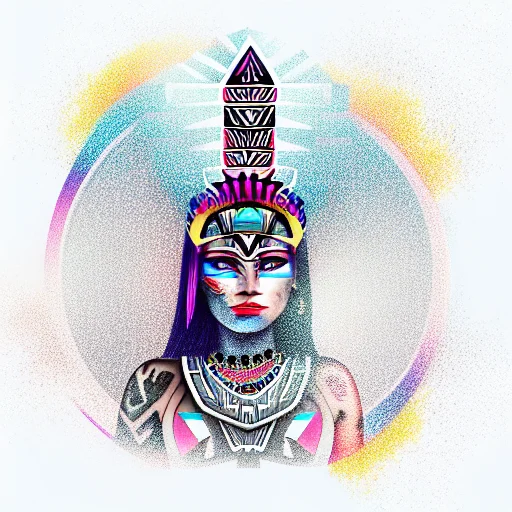 Beautiful Aztec Warrior Princess Wearing Ion On Her Head