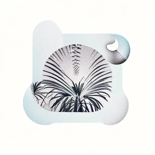 Palm Tree With Shells And Geometric Shape Around