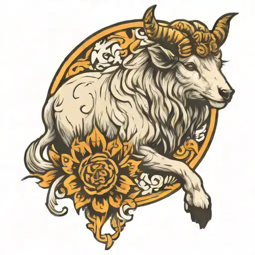 Back Tattoo Lamb Over A Wolf Head