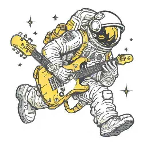 Astronaut Plays Electric Guitar Made