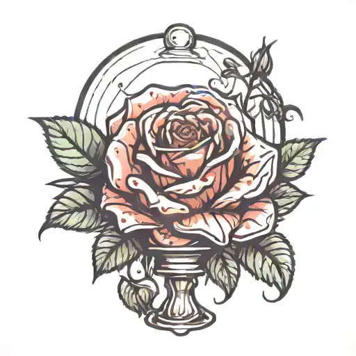 A Red Rose Under A Glass Dome
