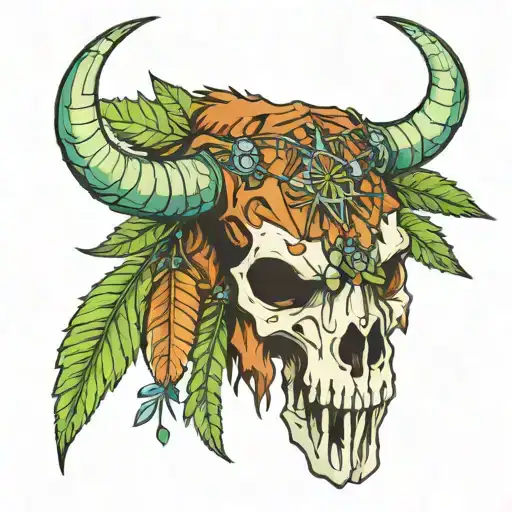 Anarchie Cannabis Leaf Bison Skull Dream Catcher