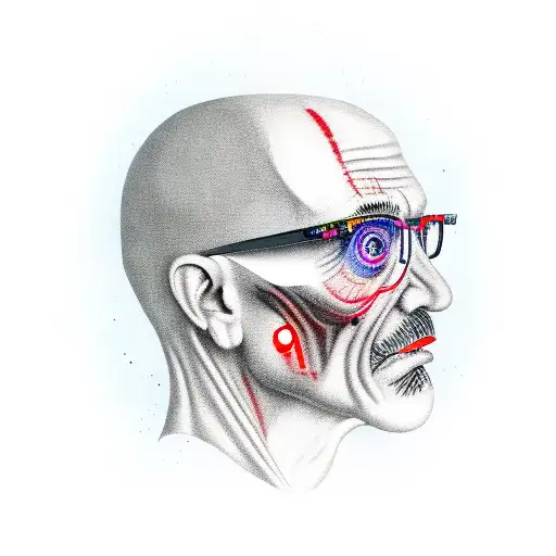 A Portrait Of A Famous Serial Killer Merged With A Futuristic Computer Interface