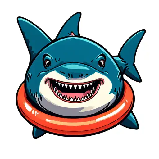 Cartoon Shark With Rubber Ring