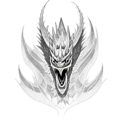 Long Spiked Black Dragon Drawn On A Line