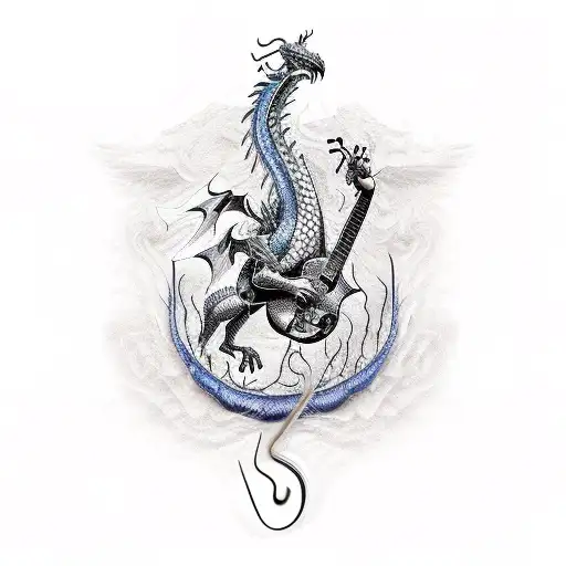 Guitar Strings Transforming Into A Roaring Dragon