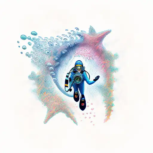 A Diver Exploring The Depths Of The Ocean Surrounded By Vibrant Marine Life