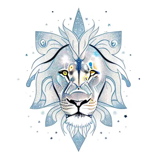 A Lion Holding A Sun In Its Mouth With A Galaxy Background