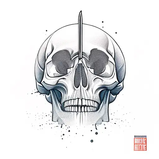 A Sword Going Through A Skull