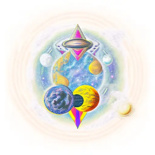 African Mask Surrounded By Celestial Objects