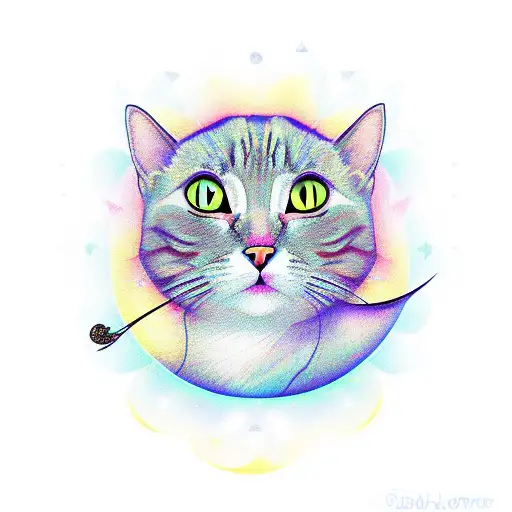 Cat Holding A Moon With A Star On Her Forehead