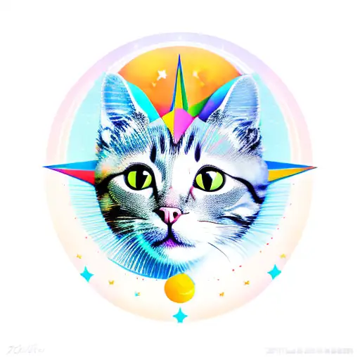 Cat Holding A Moon With A Star On Her Forehead