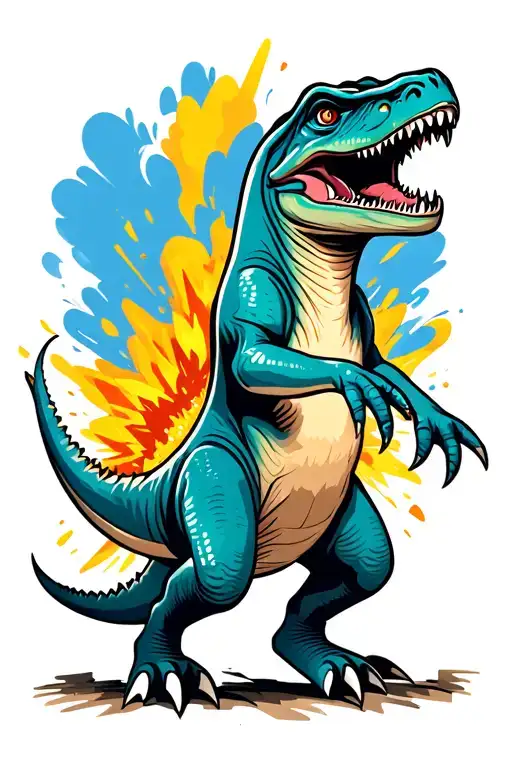 Cartoon Anklyosaurus Running From An Explosion