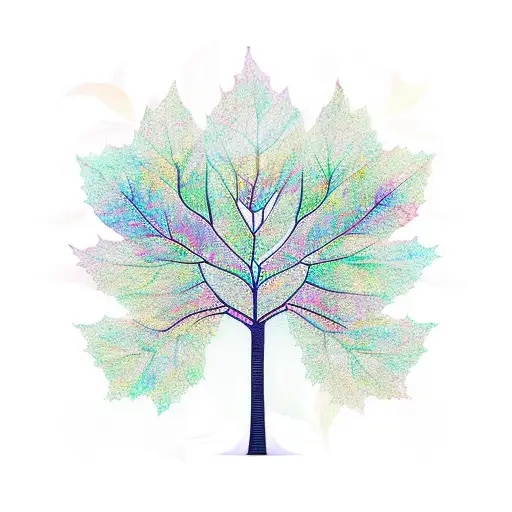 A Tree With Leaves Made From Stained Glass