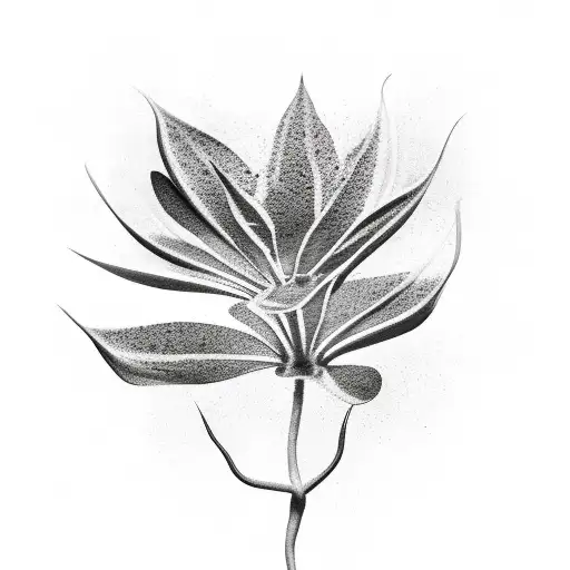 A Black-grey Tattoo Of A Plant Growing Out Of A Paintbrush