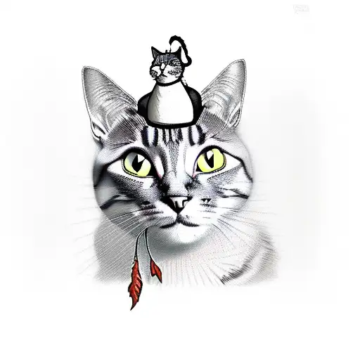 Cat With Roasted Plush Turkey Hat On It's Head