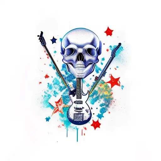 Stars Skull Guitar Linge Sea