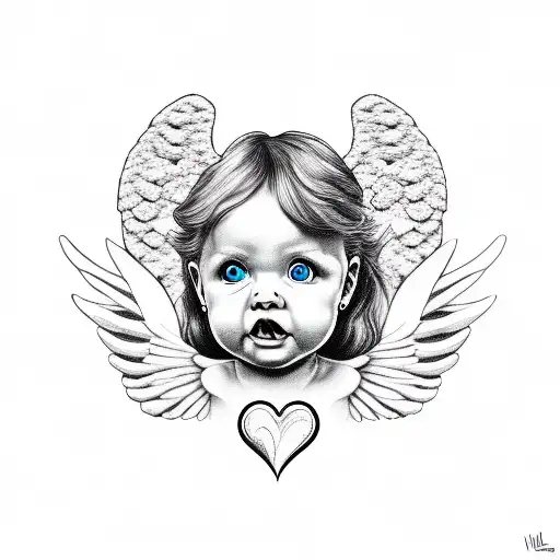 Angel Face Holding A Heart