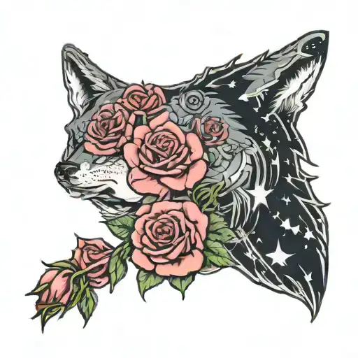 Stars Roses And Wolf Face