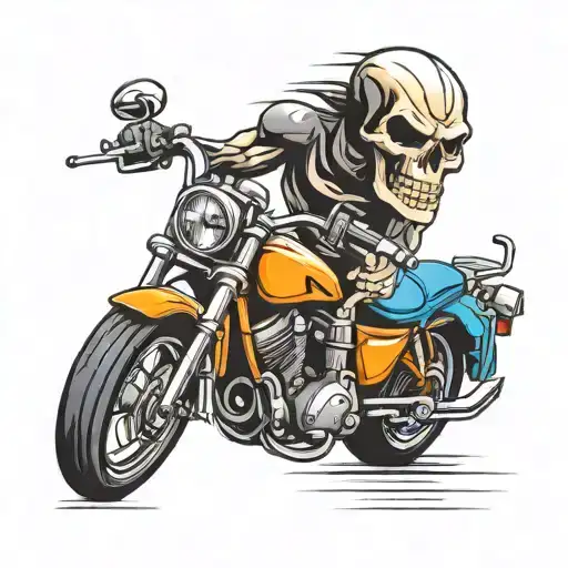Skull On A Sports Bike At High Speed