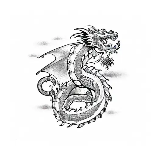 Dragon On Forearm Wrapping Around Arm And The Tail Goes Just Above The Elbow