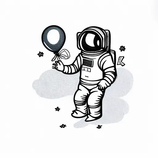 Astronaut Holding Balloons Stuck In A Bottle