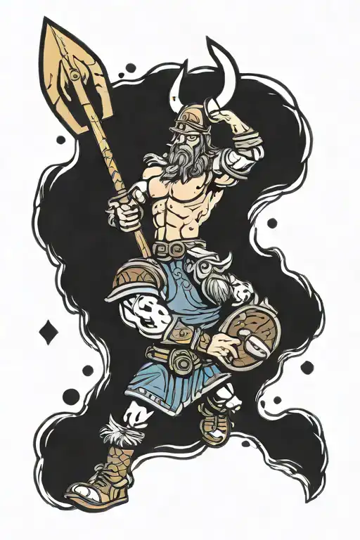 Modernized Nordic Viking Mixed With Viking Football Player