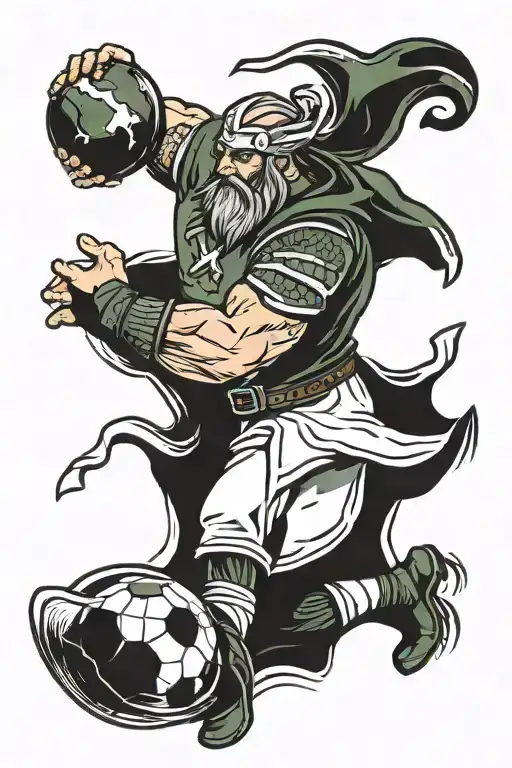 Modernized Nordic Viking Viking Football Player Throwing An Earth