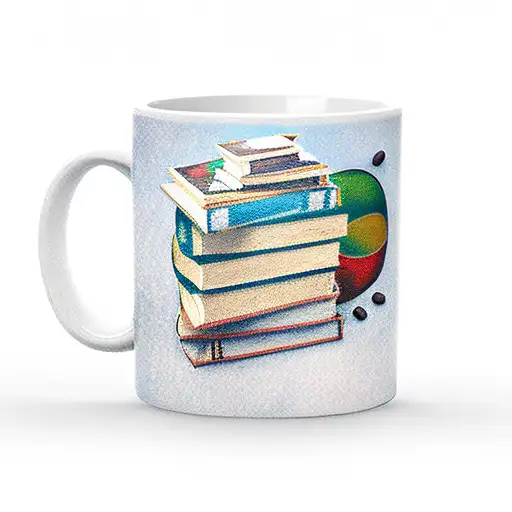 A Stack Of Books With A Coffee Mug Balanced On Top