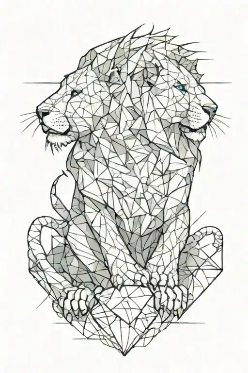 White Lion Transforms Into Geometric Figures