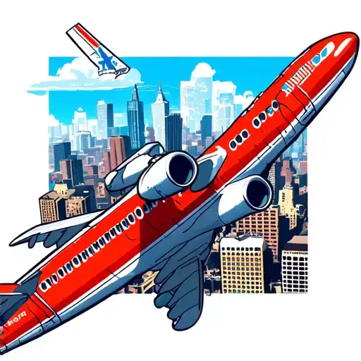 Airplane Flying Over The Baltimore City Skyline