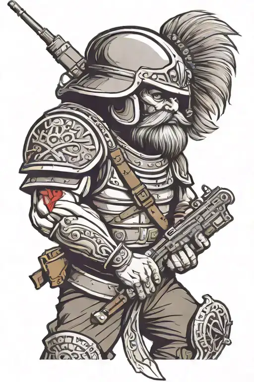 Old Russian Warrior Half With Special Forces Warrior