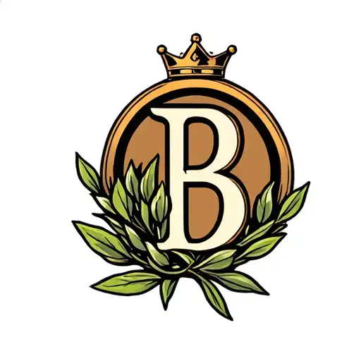 Letter B In Side Of An Olive Branch Circle With A Crown On Top