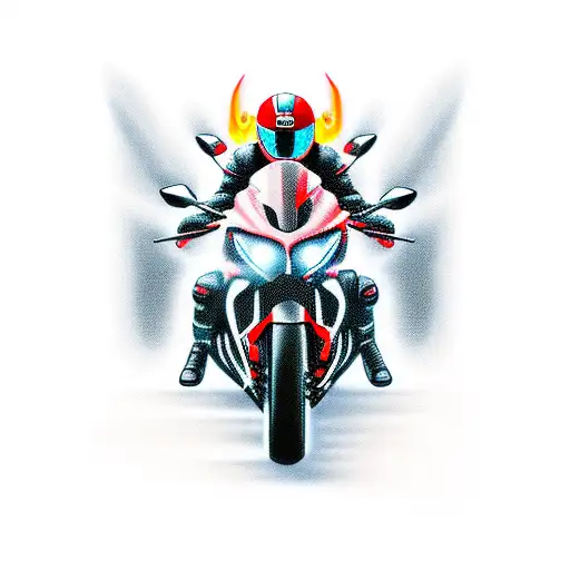 A Sleek And Powerful Motorcycle In Full Throttle With Fire In The Wheels