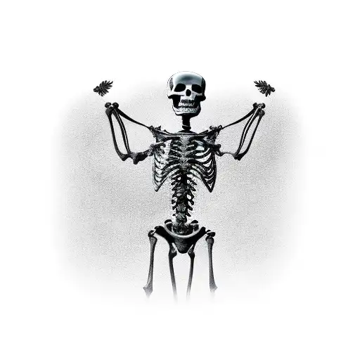 Giant Skeleton Walking Over Powerlines