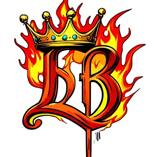 Letter B With A Crown On Top Make The Whole Thing Look Like Its On Fire
