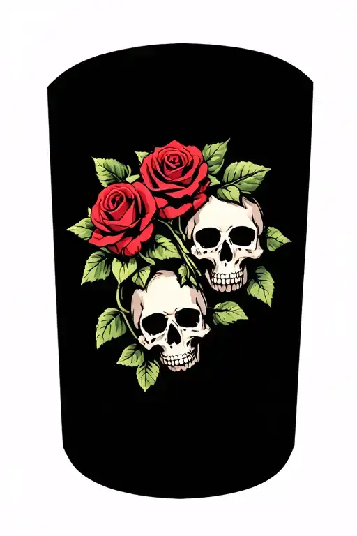 3 Skulls And Roses Intertwined Symbolizing The Client's Love