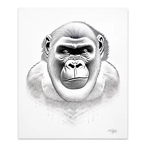 A Traditional Tattoo Of A Gorilla Holding Boxing Gloves