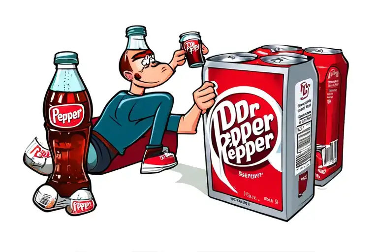 Dr Pepper Cartoon Drinking A Dr Pepper While Sitting On A Case Of Dr Pepper