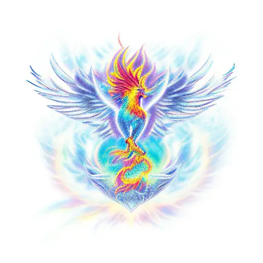 A New-school Tattoo Of A Mystical Phoenix Rising From The Ashes