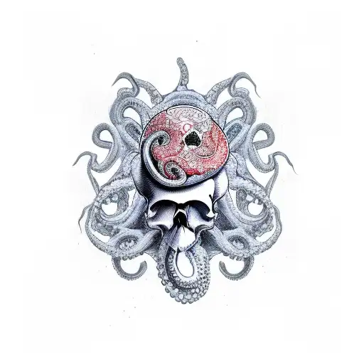 Combination Of Skull And Octopus