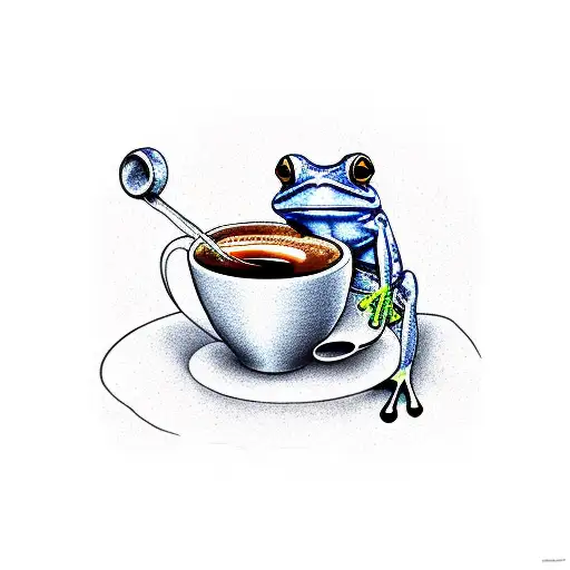 Frog Drinking Coffe