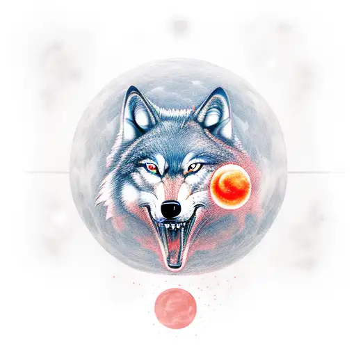A Realistic Depiction Of A Wolf Howling At A Red Moon