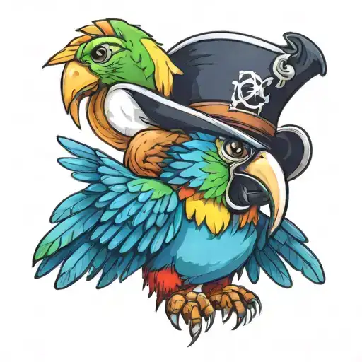 Colorful Parrot Wearing A Pirate Hat
